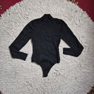 By The Way Black Bodysuit Sweater Turtleneck Mock Neck Size Medium M Classic ✨️